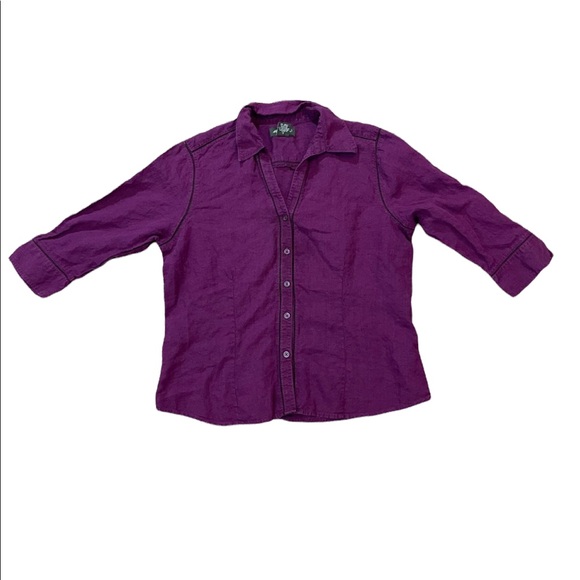 Eddie Bauer Tops - Eddie Bauer Womens 3/4 Length Sleeve Button Down Shirt Size L